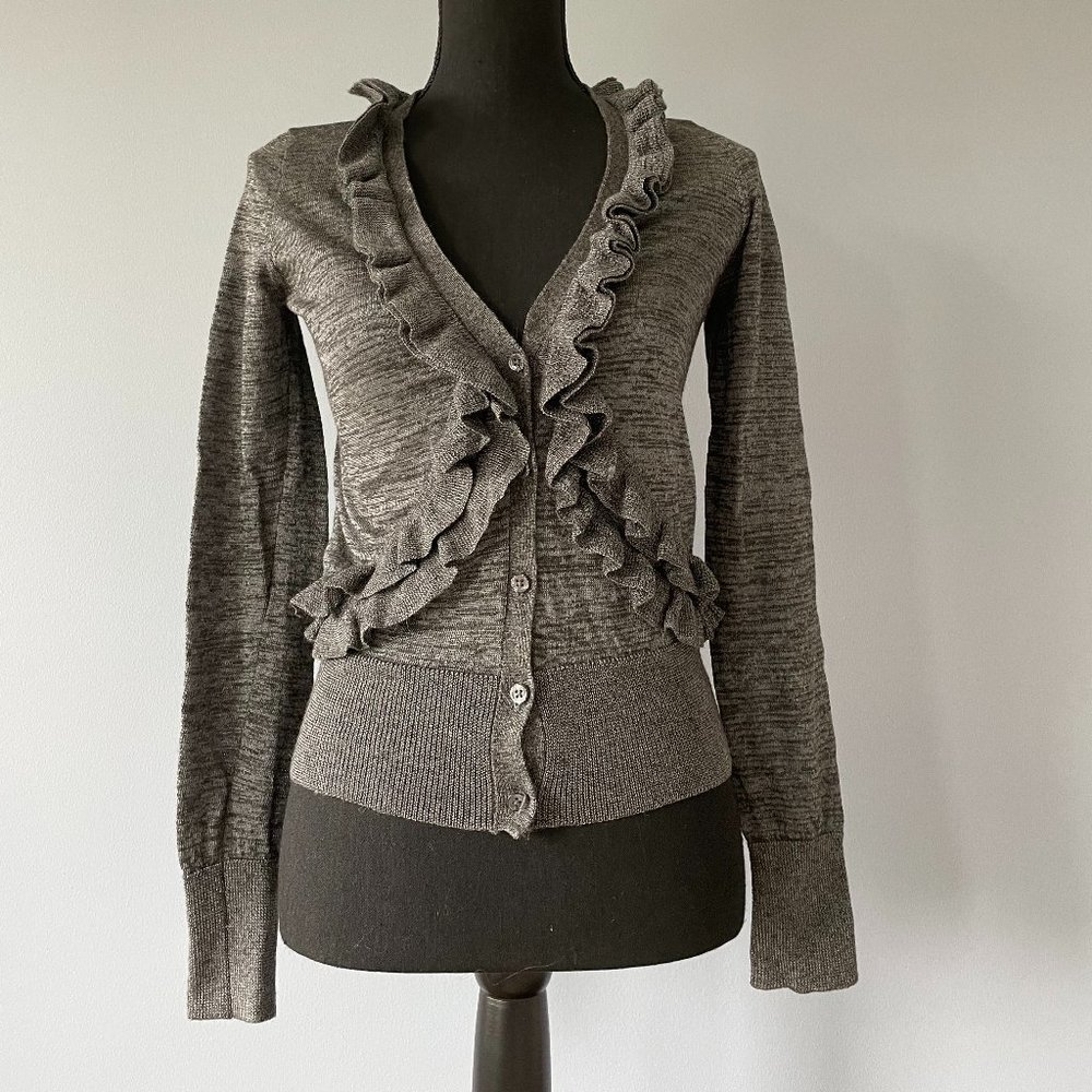 J.CREW Ruffled Gray Sweater